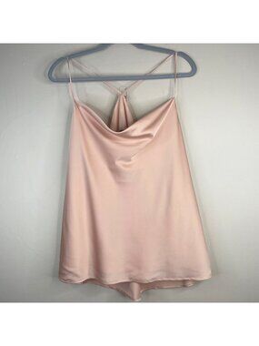 Express Y2K Silky Top NWT Women XLarge Blush Satin Scoop Neck Cami Tank Coquette